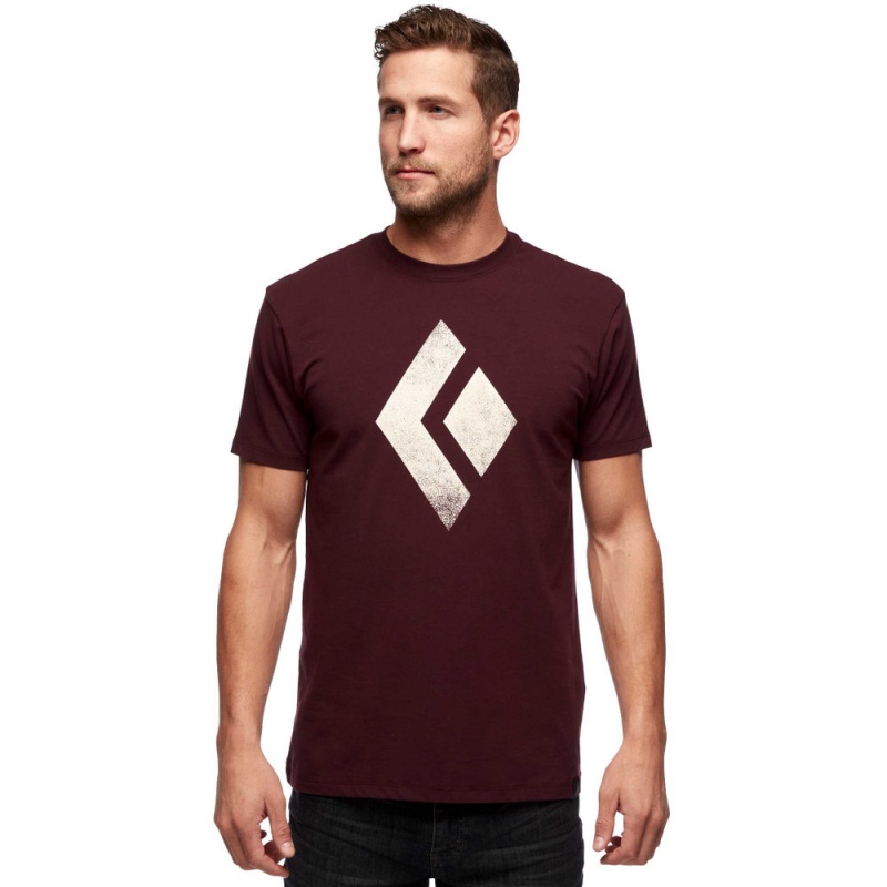 Burgundy Men's Black Diamond Chalked Up T Shirts | ET680464