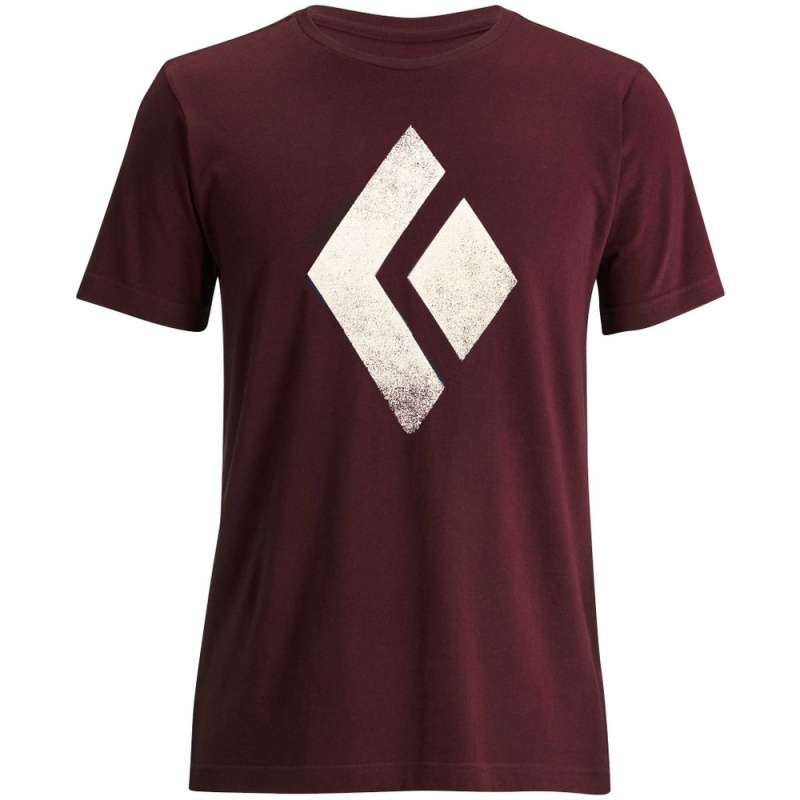 Burgundy Men\'s Black Diamond Chalked Up T Shirts | ET680464