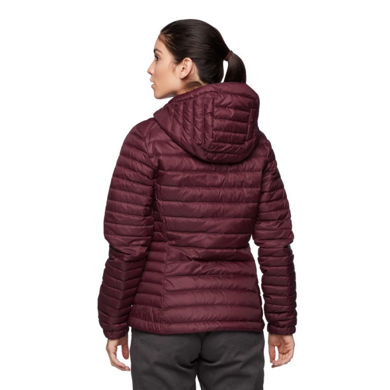 Burgundy Women's Black Diamond Access Hoody Down Jackets | WS526304