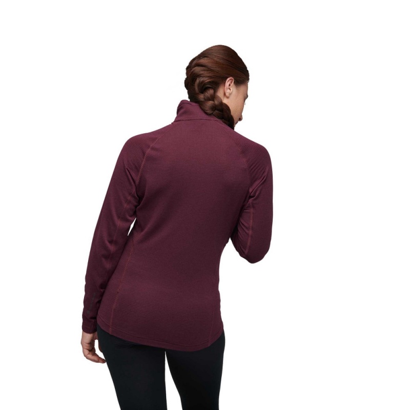 Burgundy Women's Black Diamond Coefficient LT Quarter Zip Pullover | CP896612