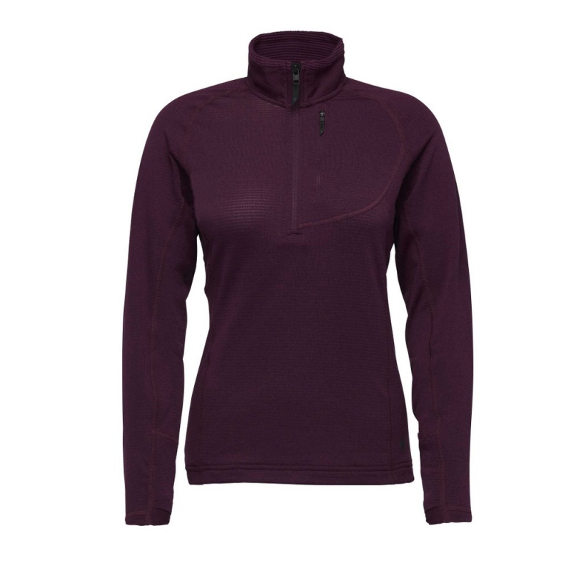 Burgundy Women\'s Black Diamond Coefficient LT Quarter Zip Pullover | CP896612