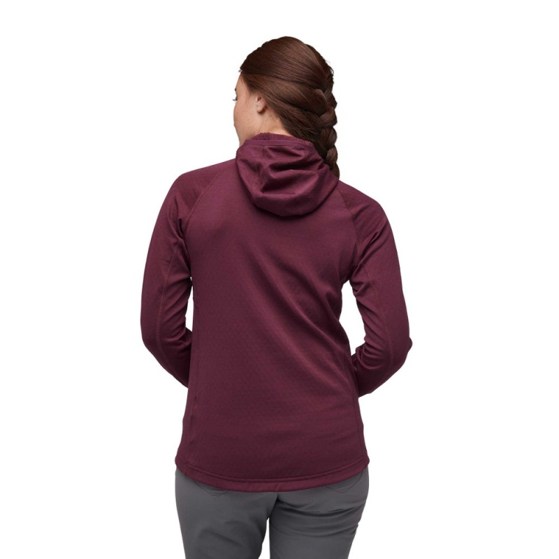 Burgundy Women's Black Diamond Coefficient Quarter Zip Fleece Hoodie | HT777467