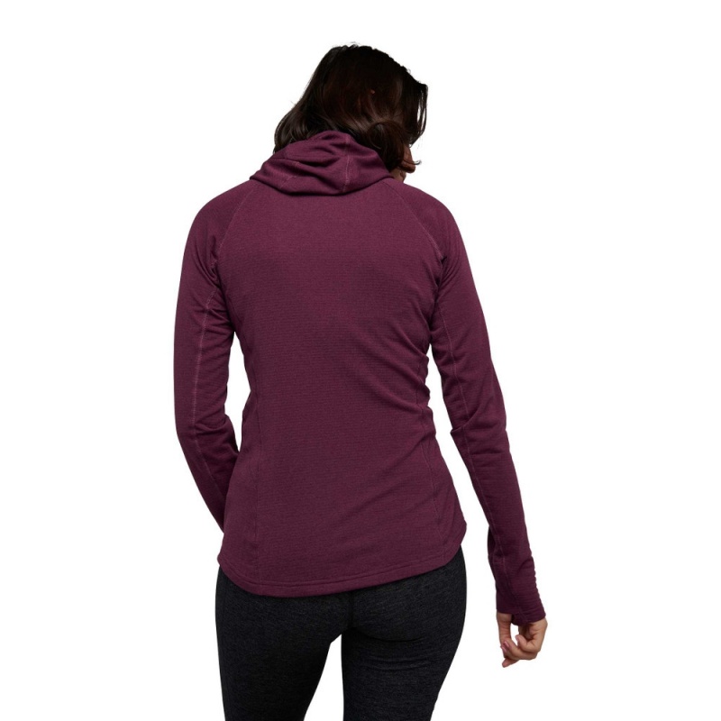 Burgundy Women's Black Diamond Coefficient LT Hybrid Hoody Jackets | VJ082304