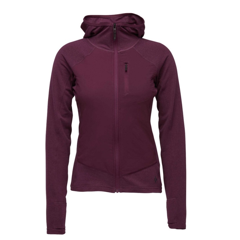 Burgundy Women\'s Black Diamond Coefficient LT Hybrid Hoody Jackets | VJ082304