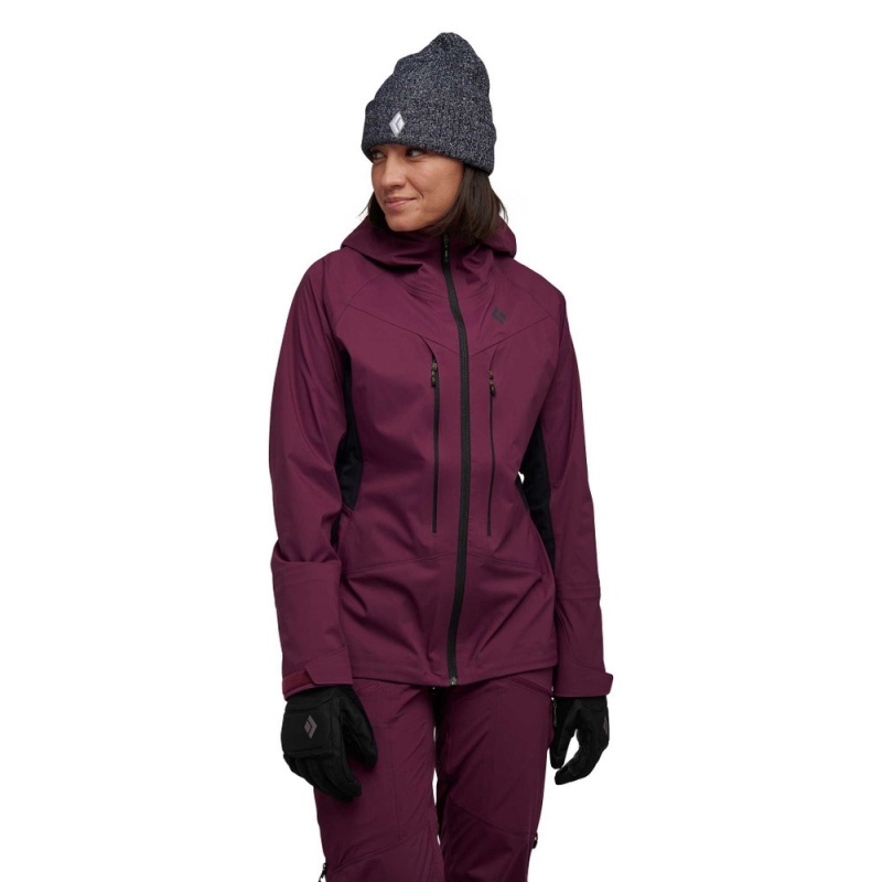 Burgundy Women's Black Diamond Dawn Patrol Hybrid Shell Jackets | KW553289