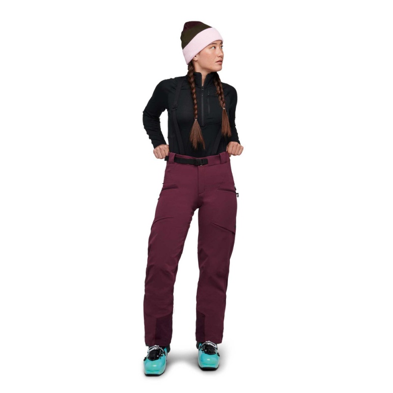 Burgundy Women's Black Diamond Dawn Patrol Pants | SC147034