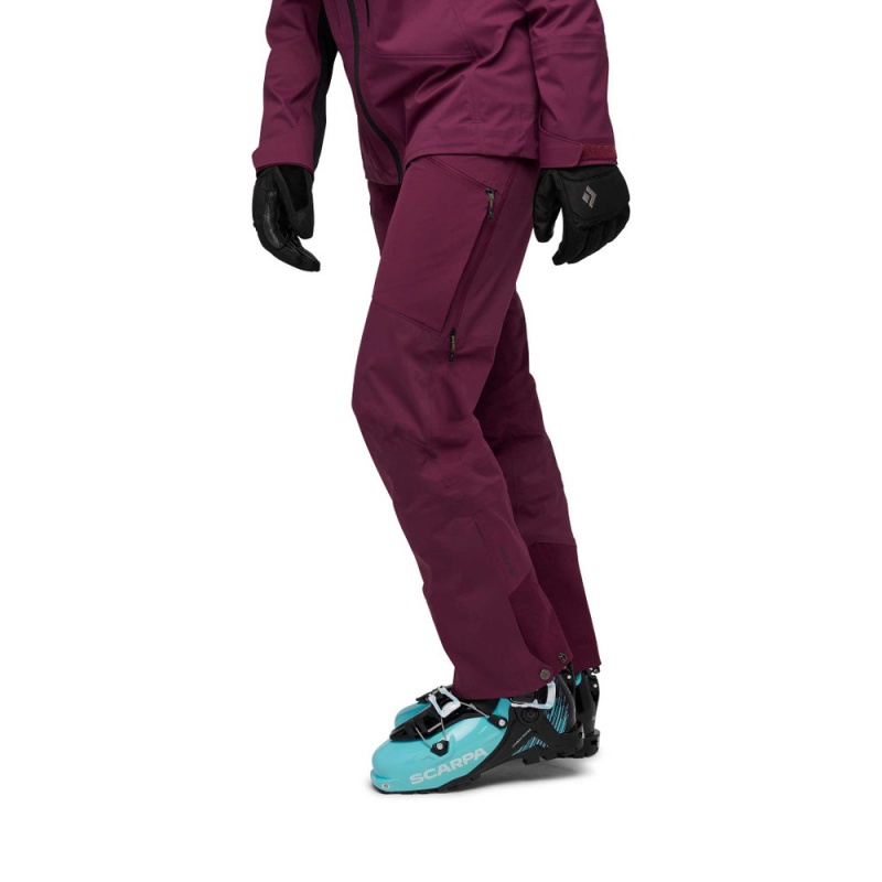 Burgundy Women's Black Diamond Dawn Patrol Hybrid Pants | EY861971