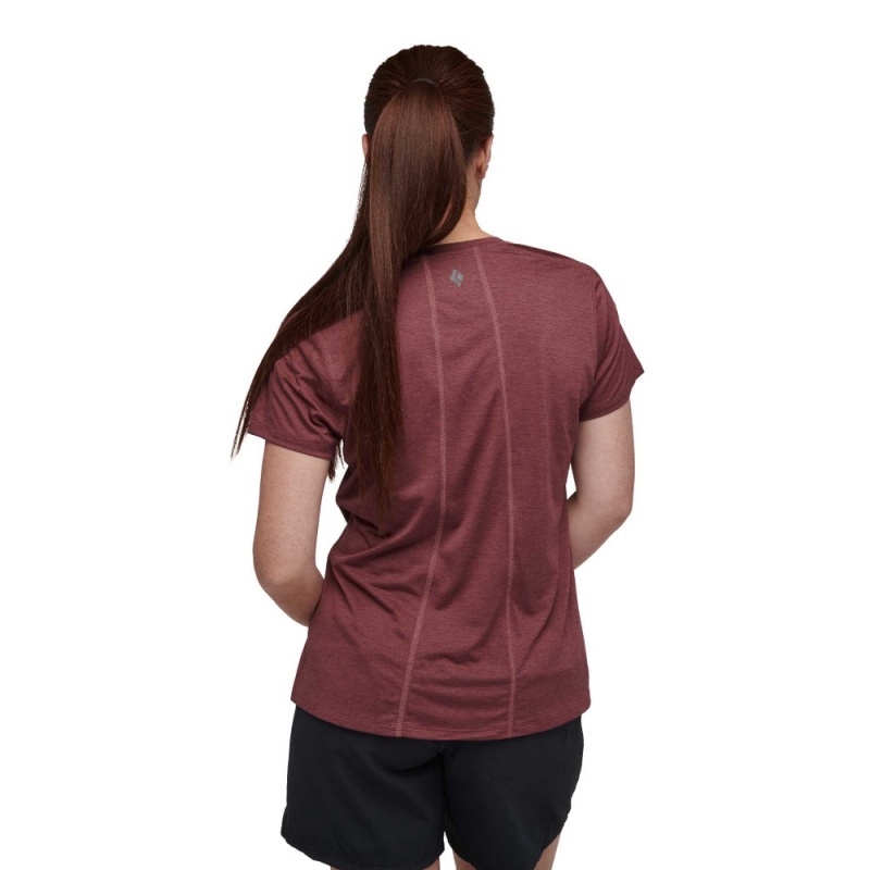 Burgundy Women's Black Diamond Lightwire Short Sleeve Tech T Shirts | LJ966678