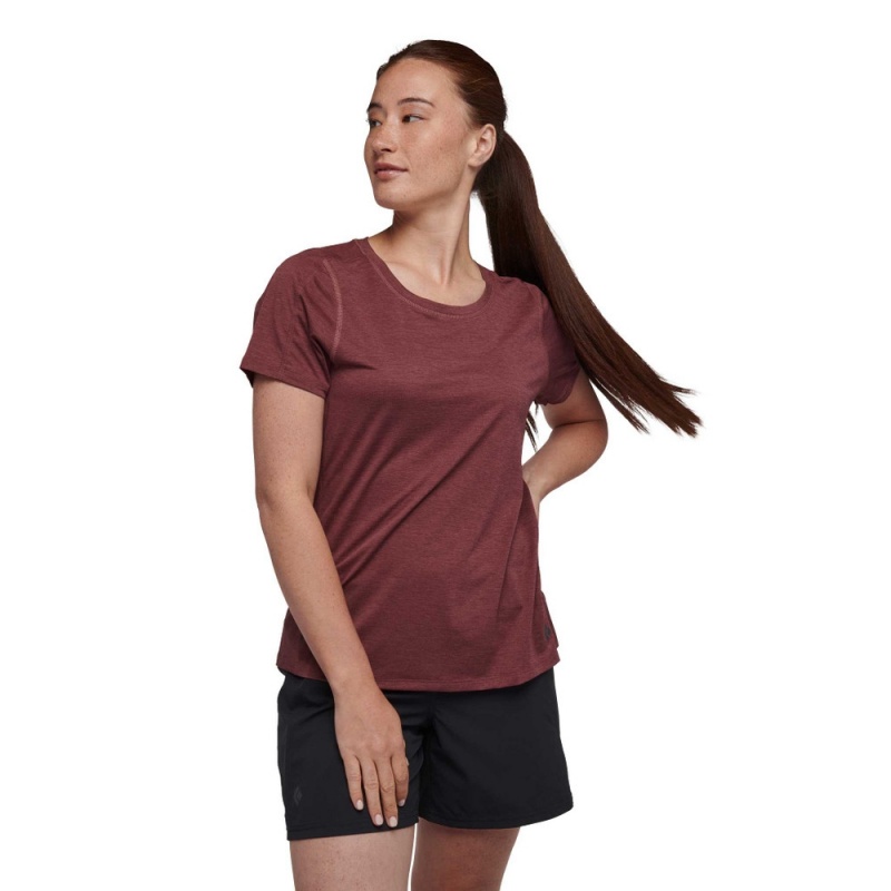 Burgundy Women\'s Black Diamond Lightwire Short Sleeve Tech T Shirts | LJ966678