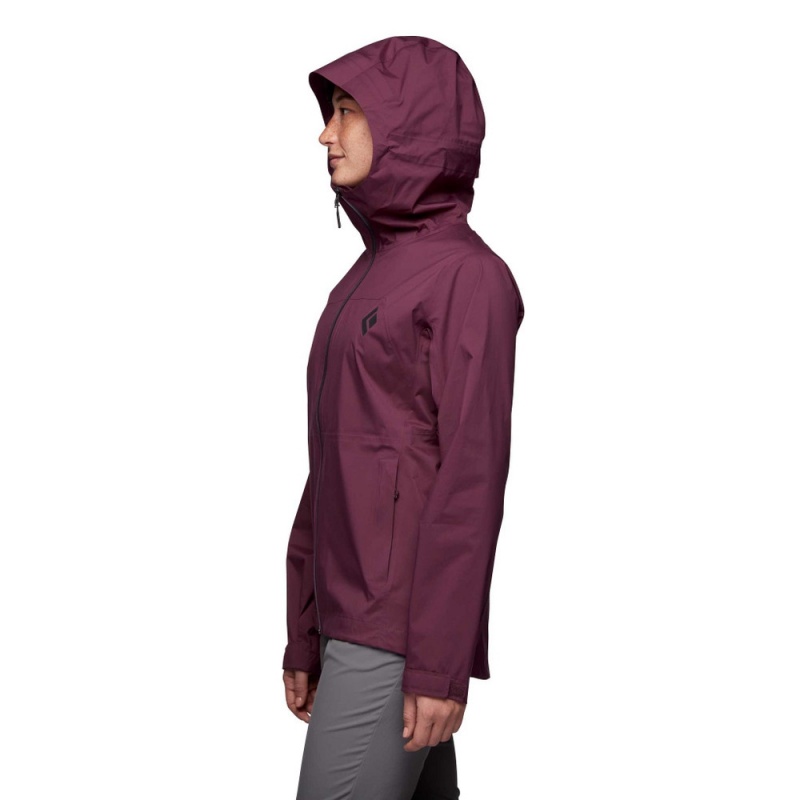 Burgundy Women's Black Diamond Stormline Stretch Rain Shell Jackets | HX842016