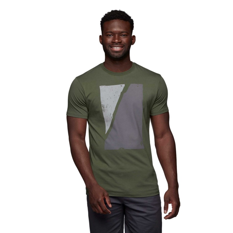 Green Men's Black Diamond Block Print Mountain T Shirts | EZ480637