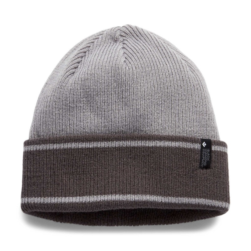 Grey Men\'s Black Diamond Cuffed Beanie | JW050166