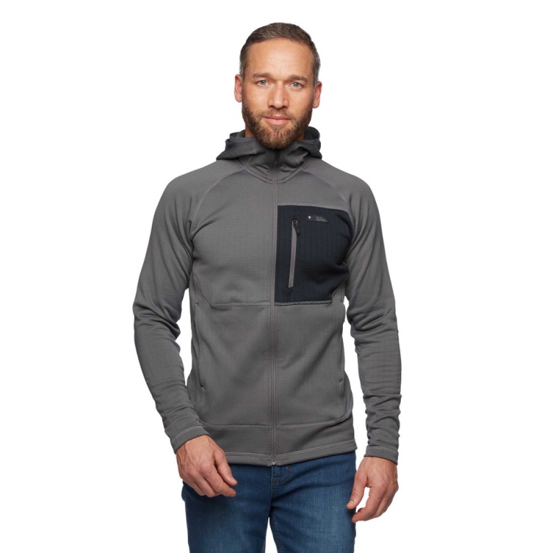 Grey Men's Black Diamond Factor Hoody Jackets | JZ725152