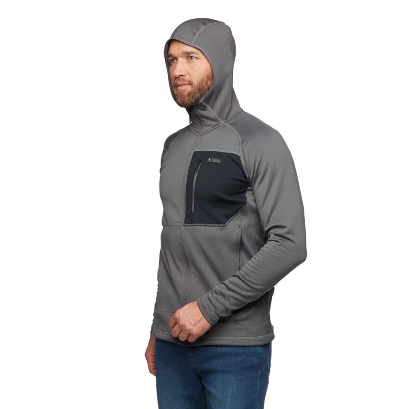 Grey Men's Black Diamond Factor Hoody Jackets | JZ725152