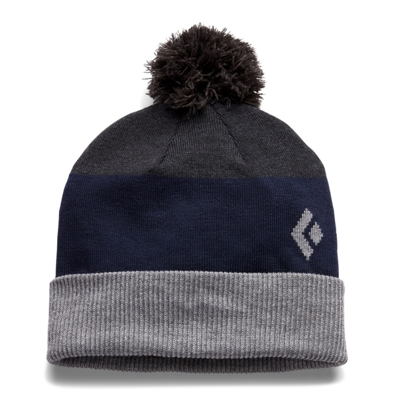 Grey Men\'s Black Diamond POM Beanie | EV621070