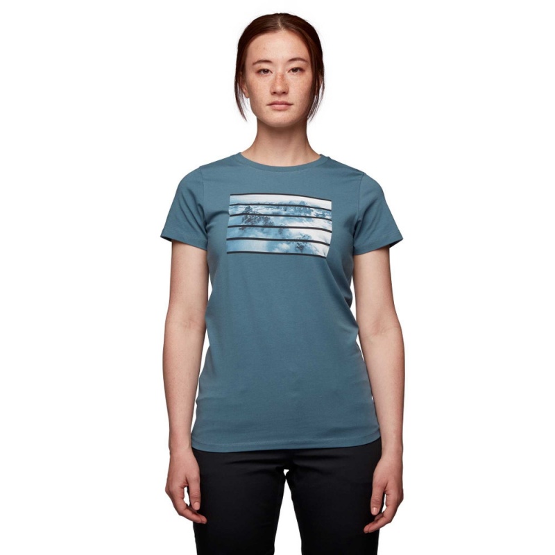 Grey Women's Black Diamond Aerial View T Shirts | TI575487