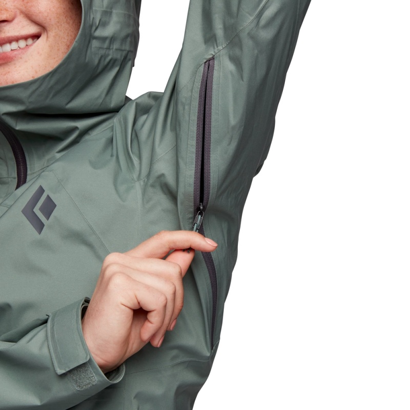 Grey Women's Black Diamond Stormline Stretch Rain Shell Jackets | LC304023