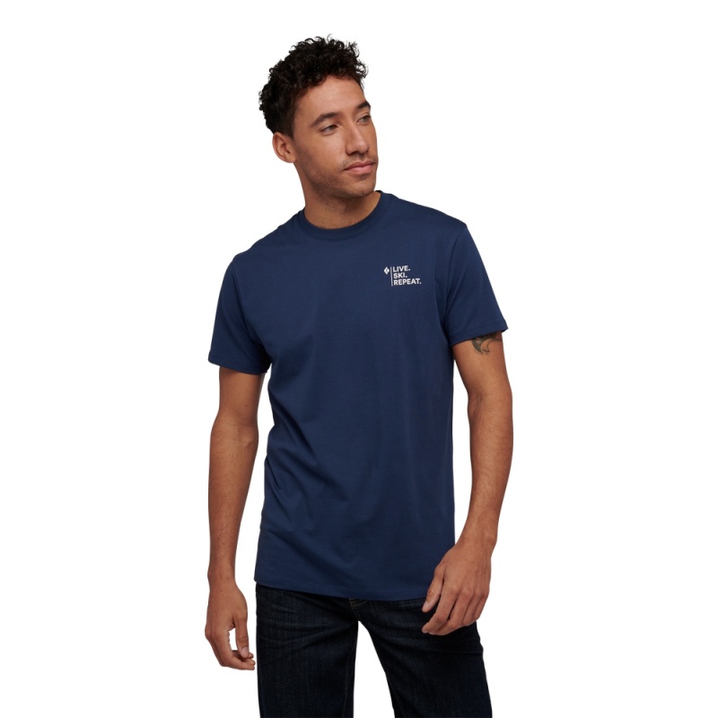 Navy Men's Black Diamond Ski Mountaineering T Shirts | IY256177