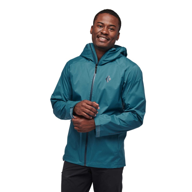 Navy Men's Black Diamond Stormline Stretch Rain Shell Jackets | AL536555