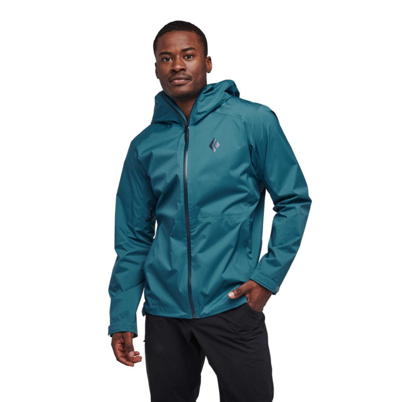 Navy Men's Black Diamond Stormline Stretch Rain Shell Jackets | AL536555