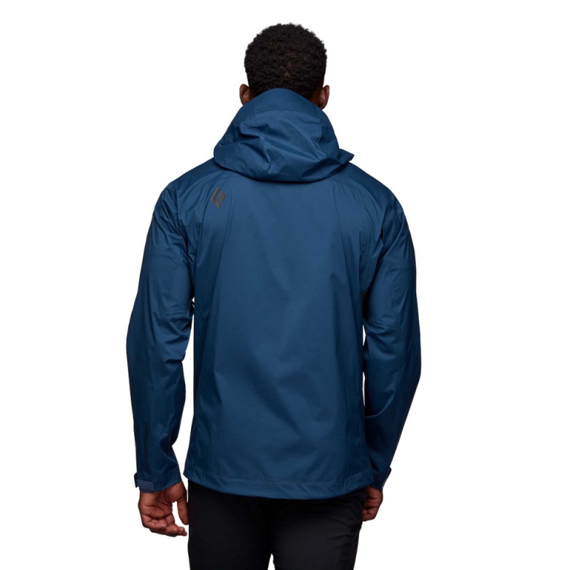 Navy Men's Black Diamond Stormline Stretch Rain Shell Jackets | OB968160