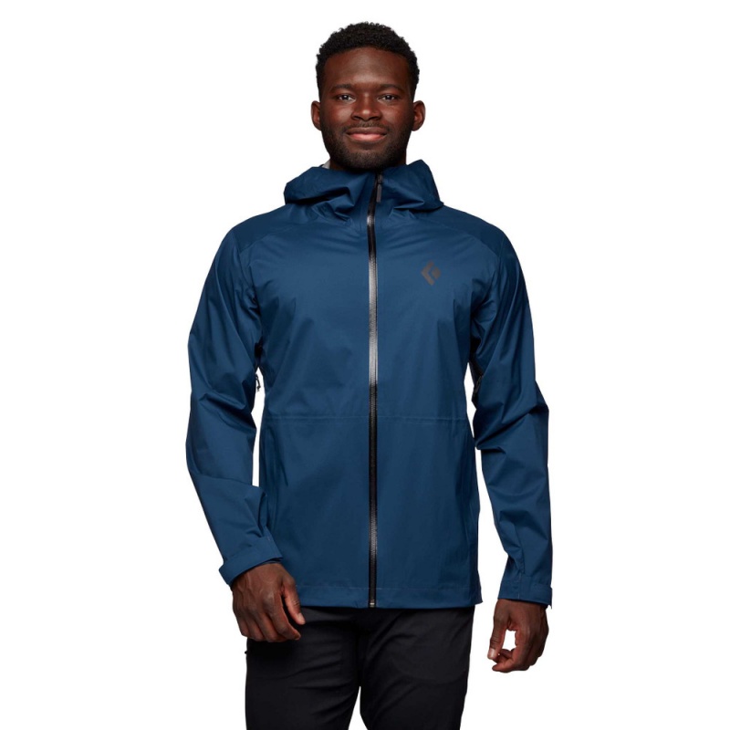 Navy Men's Black Diamond Stormline Stretch Rain Shell Jackets | OB968160