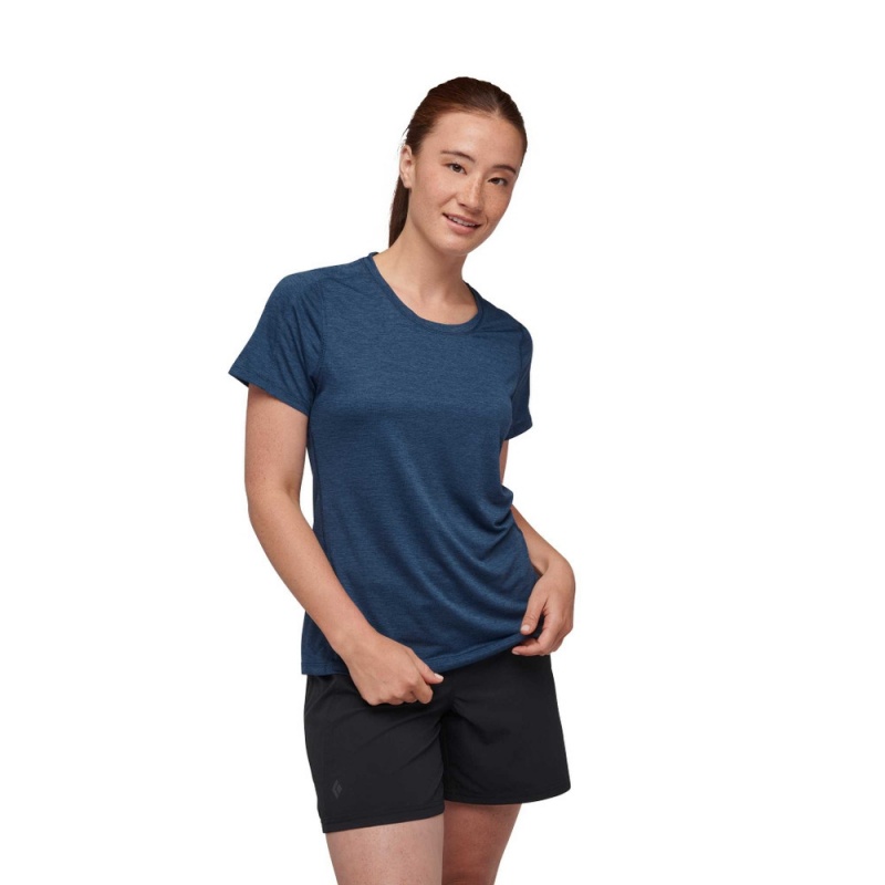 Navy Women's Black Diamond Lightwire Short Sleeve Tech T Shirts | NY771043