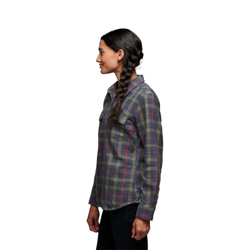 Navy Women's Black Diamond Project Twill Long Sleeve Shirts | WP670742