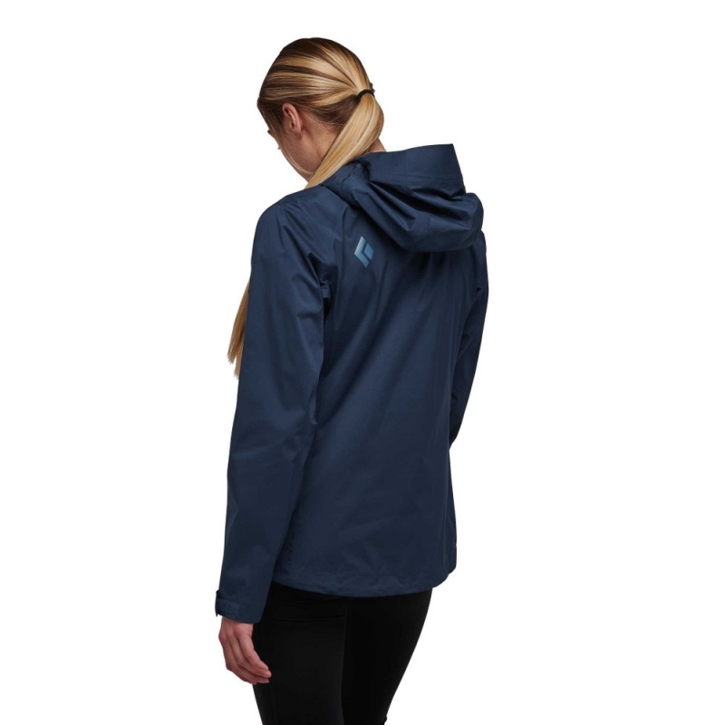 Navy Women's Black Diamond Stormline Stretch Anorak Rain Shell Hoodie | QF303965