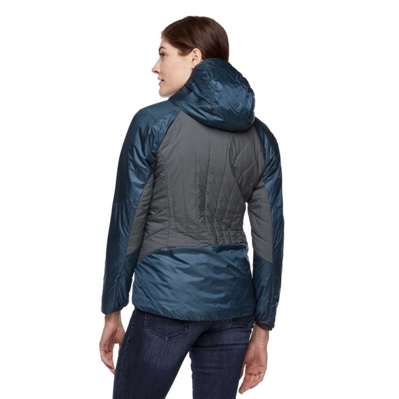 Navy Women's Black Diamond Vision Hybrid Hoody Jackets | QN394885