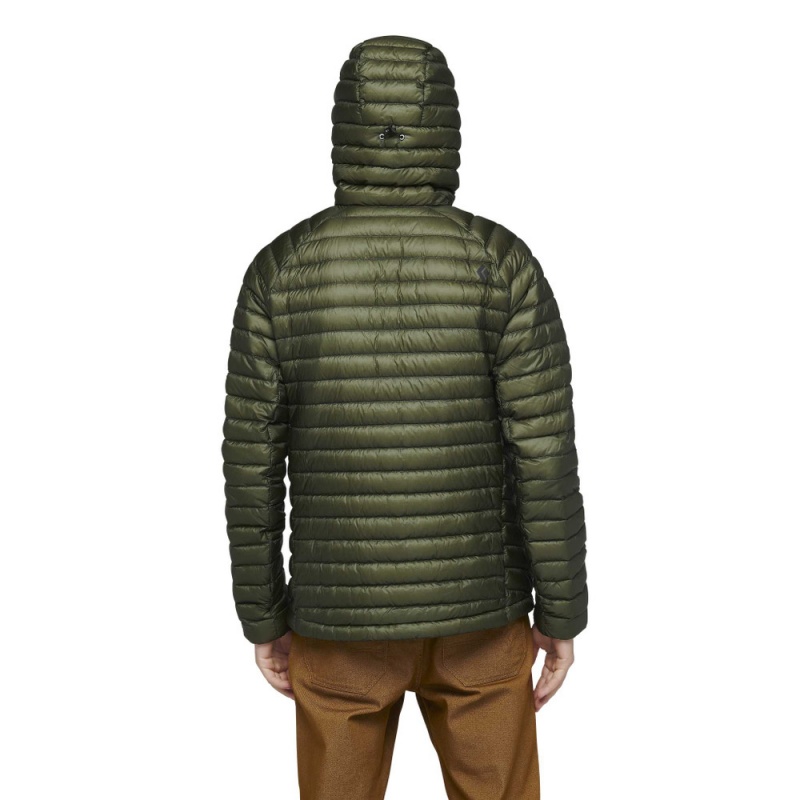 Olive Men's Black Diamond Approach Hoody Down Jackets | PA274552