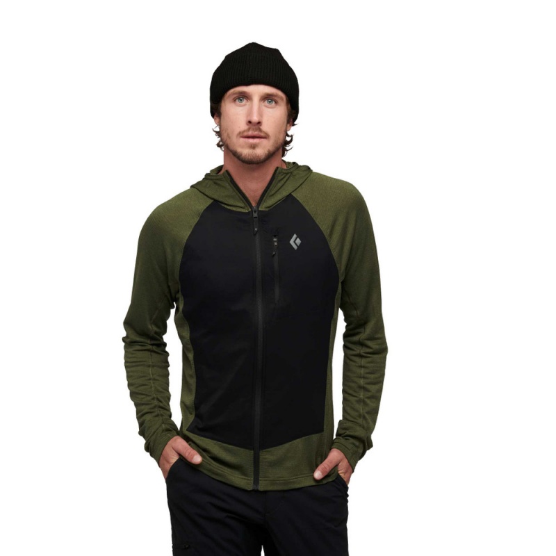 Olive Men's Black Diamond Coefficient LT Hybrid Hoody Jackets | OR843302