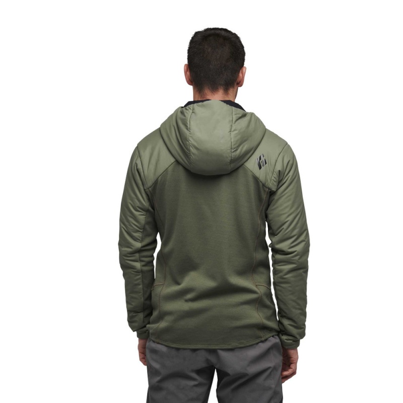 Olive Men's Black Diamond First Light Hybrid Hoody Jackets | MI387777