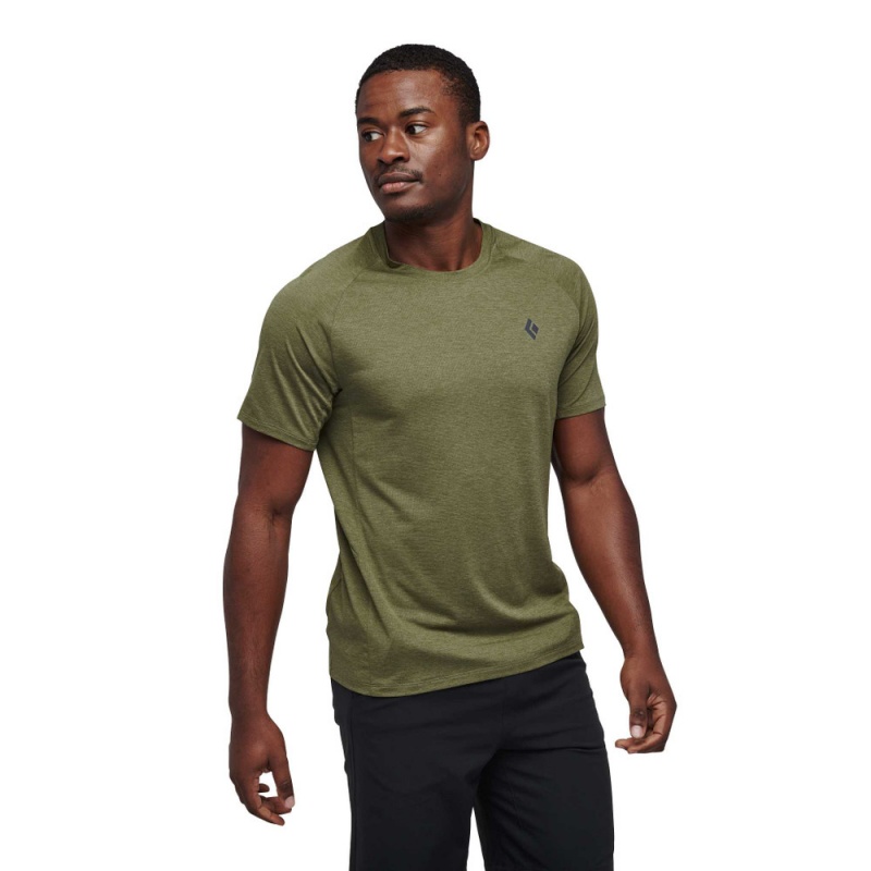 Olive Men's Black Diamond Lightwire Short Sleeve Tech T Shirts | VA996647