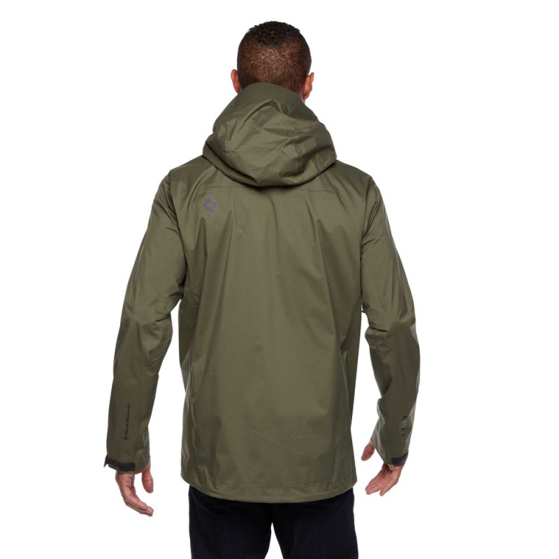 Olive Men's Black Diamond Stormline Stretch Rain Shell Jackets | WX082499