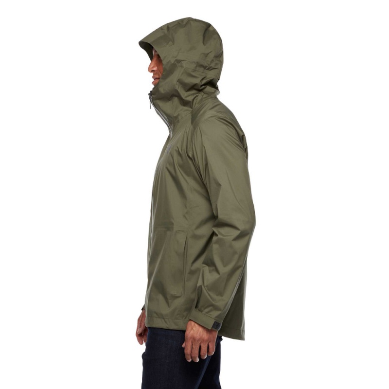 Olive Men's Black Diamond Stormline Stretch Rain Shell Jackets | WX082499