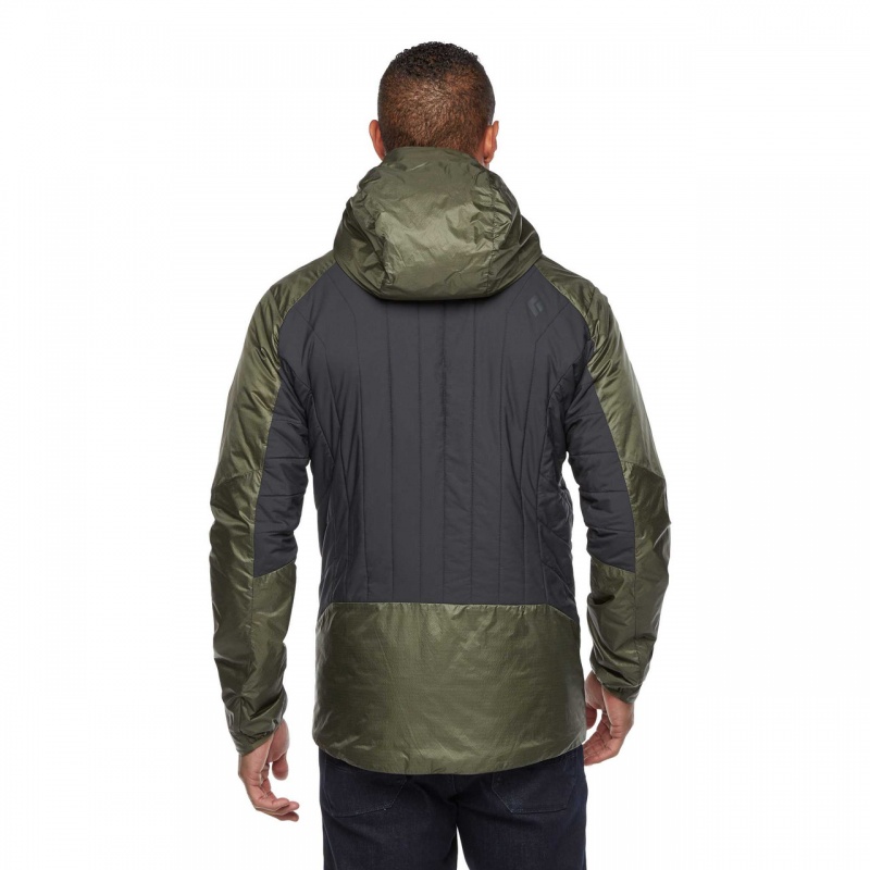 Olive Men's Black Diamond Vision Hybrid Hoody Jackets | UL775600