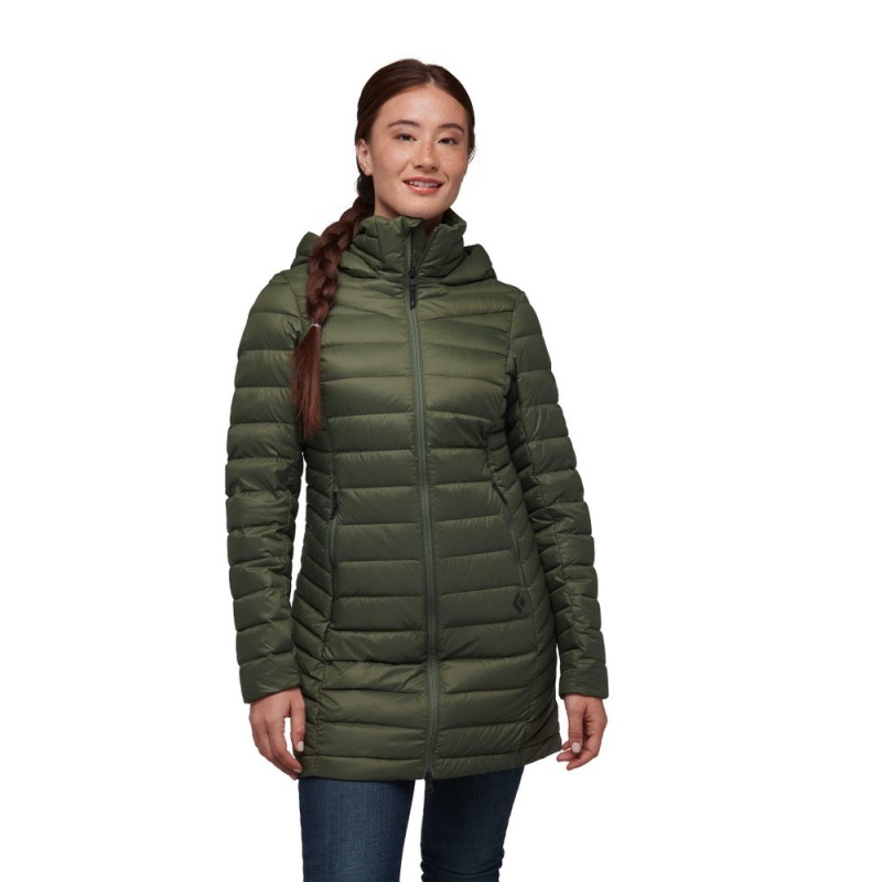 Olive Women's Black Diamond Access Full Length Down Jackets | XV901822