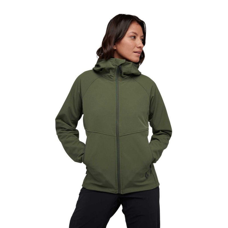 Olive Women's Black Diamond Element Hoody Jackets | NQ473980