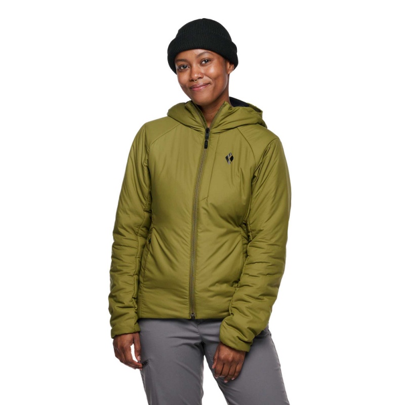 Olive Women's Black Diamond First Light Stretch Hoody Jackets | CI485672