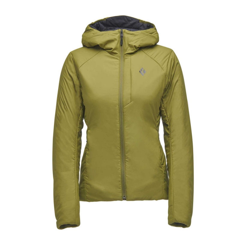 Olive Women\'s Black Diamond First Light Stretch Hoody Jackets | CI485672