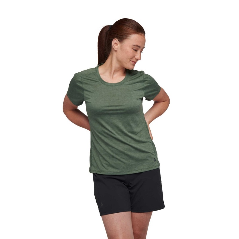 Olive Women's Black Diamond Lightwire Short Sleeve Tech T Shirts | MR164723