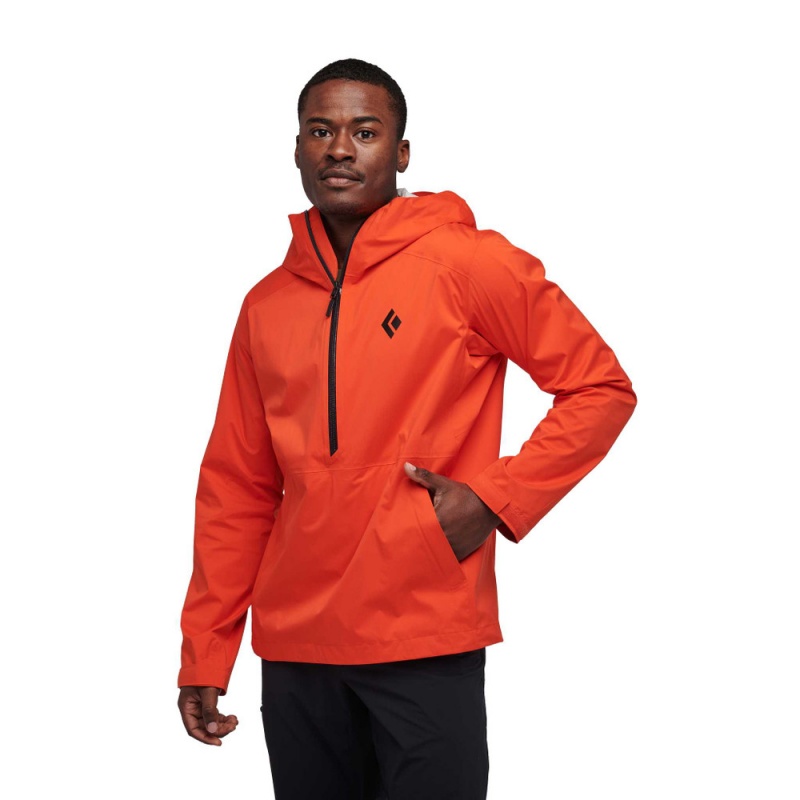 Orange Men's Black Diamond Stormline Stretch Anorak Rain Shell Jackets | VB739043