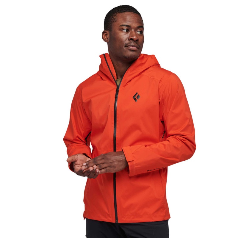 Orange Men's Black Diamond Stormline Stretch Rain Shell Jackets | AF705260