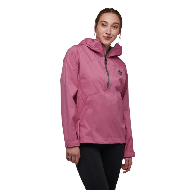 Pink Women's Black Diamond Stormline Stretch Anorak Rain Shell Hoodie | BH586532