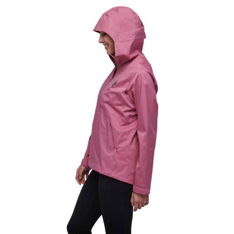 Pink Women's Black Diamond Stormline Stretch Anorak Rain Shell Hoodie | BH586532