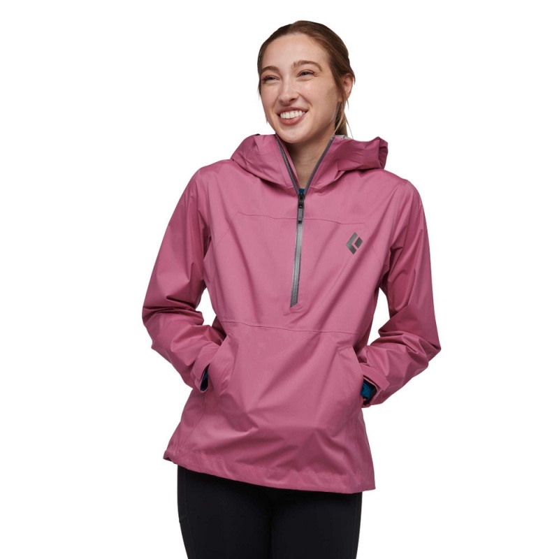 Pink Women's Black Diamond Stormline Stretch Anorak Rain Shell Hoodie | BH586532