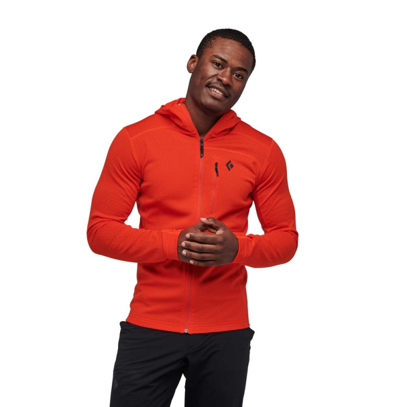 Red Men's Black Diamond Coefficient Hoody Jackets | YY067147