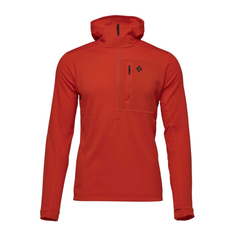 Red Men\'s Black Diamond Coefficient Hoody Jackets | YY067147