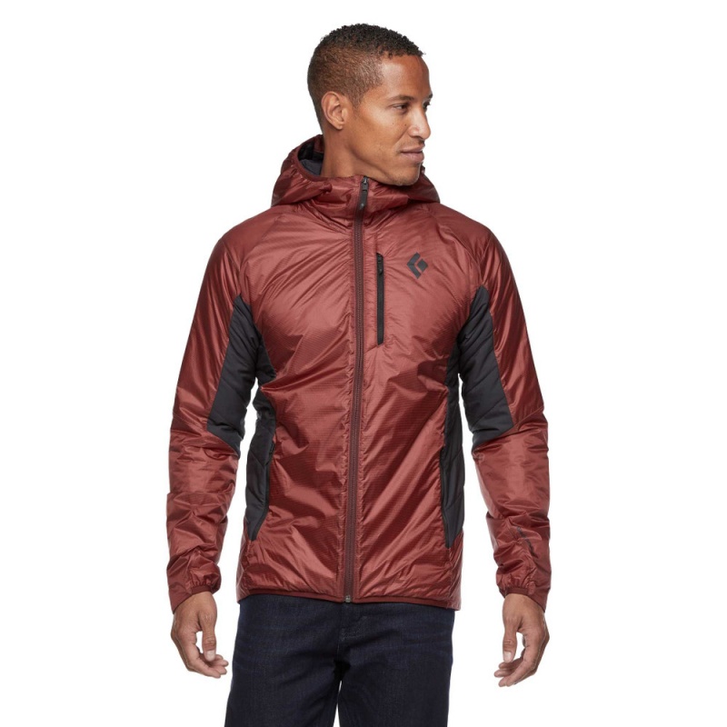 Red Men's Black Diamond Vision Hybrid Hoody Jackets | XH176928